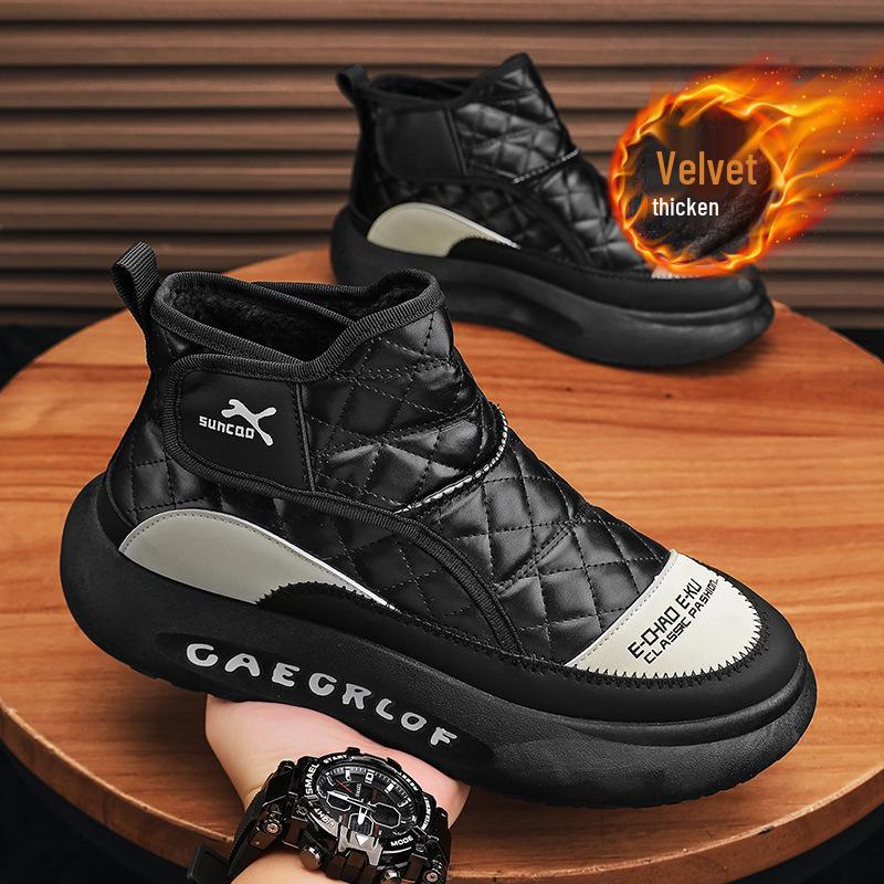 

Мужские зимние водонепроницаемые высокие кожаные с мехом сноубутсы Northeast 2025 42 белый/чёрный