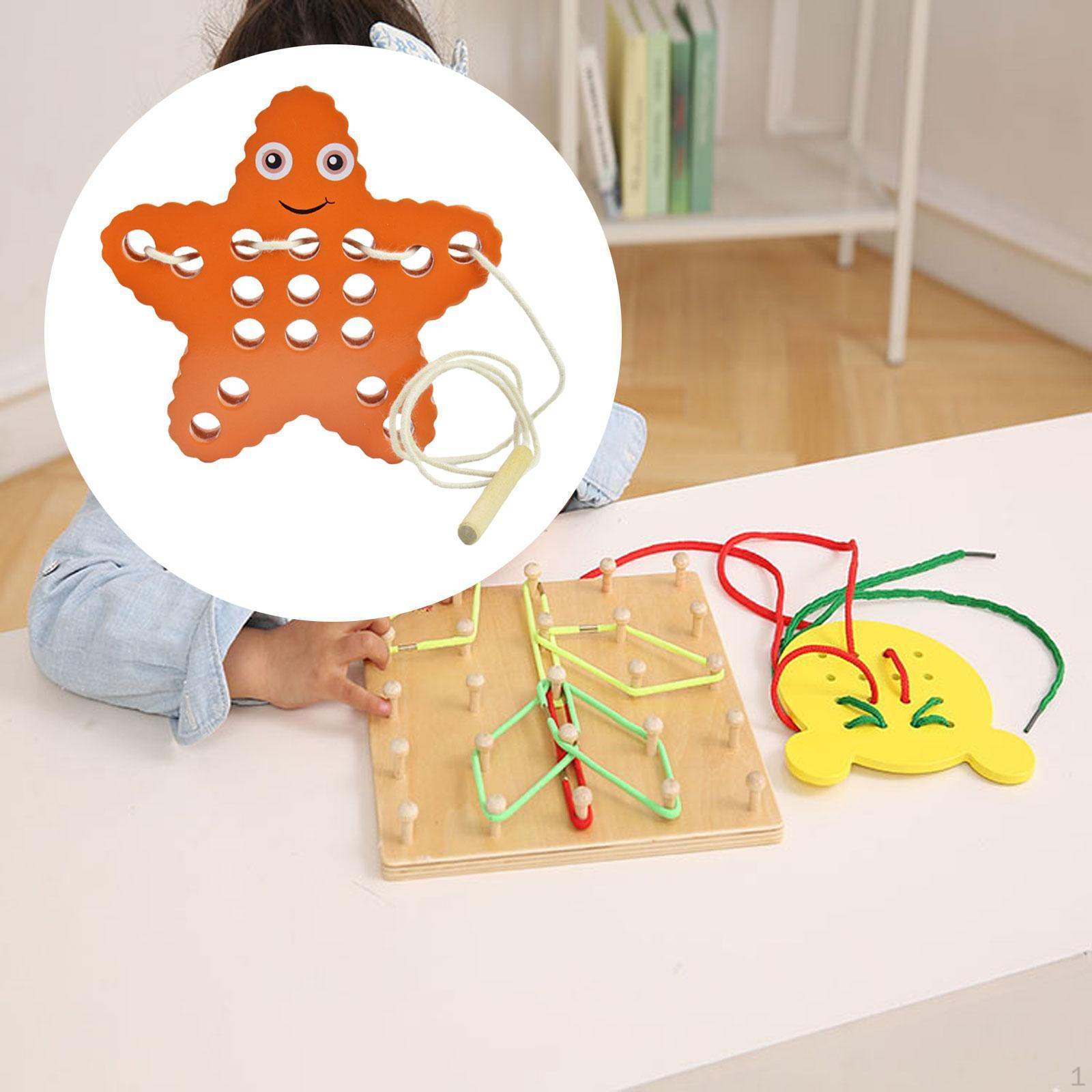 

Деревянная шнуровка, мелкий двигатель, навыки, нити, игрушки, образование для малышей 3, 4, 5 лет Starfish shape