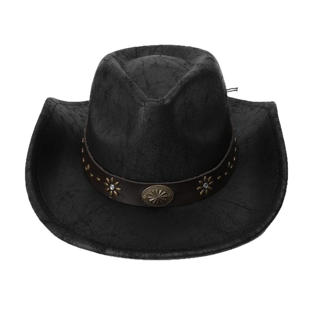 European, American Style Western Cowboy Top Hat Retro Felt Hat Tibetan Men's and Women's Party Hat Belt Jazz Hat
