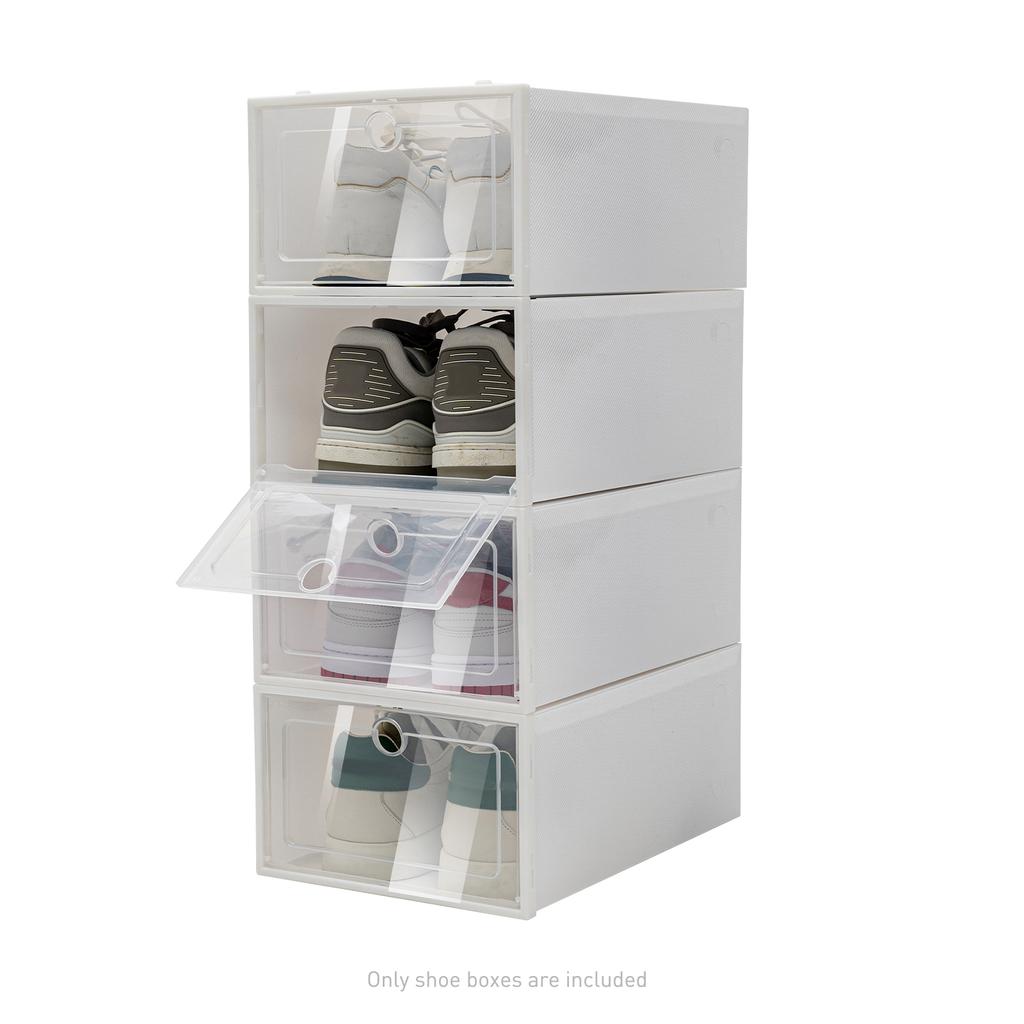 20/24pcs Foldable Plastic Transparent Shoe Box Clear Stackable Storage Organizer Rectangular for Living Rooms, Bedrooms, Study