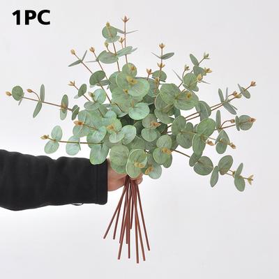 1 Stück/2 Stück Eukalyptusform Heimdekoration Künstliche Pflanze Landschaft Blumenarrangement 3D-Druck Blumenkunst 52cm