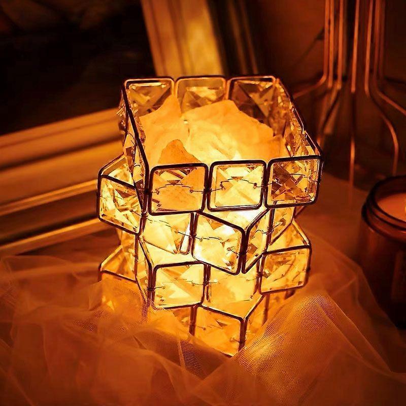 Rubik's Cube 4-Layer Crystal Table Lamp  The Perfect Gift - USB-Powered with 3-Color Dimming