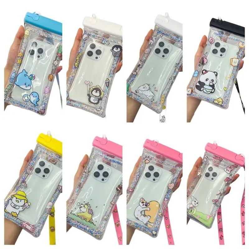 Fashion Cartoon Waterproof Phone Bag Sealed Touch Screen Airbag Protective Cover Floating Lanyard Swimming Storage Bag Summer