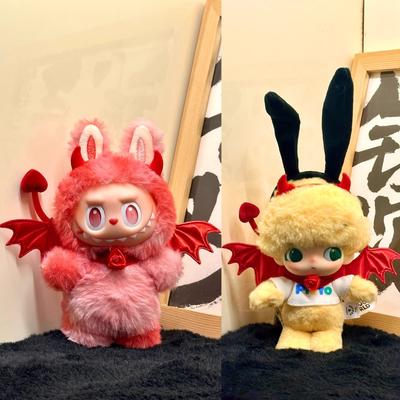 Cartoon Schattig voor Labubu Kleding Engelenvleugels Duivelsvleugels Roze Konijn Pluche Babykleding Mode DIY Set Speelgoed Verjaardagscadeau