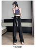 Petite Women's High-Waisted Drapey Drawstring Wide-Leg Summer Pants – 145