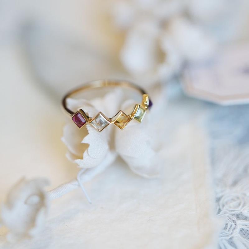 

Multi-color Inlaid Fashion Ring Exquisite Temperament High-end Sense 100% Match Adjustable Art Deco Geometric Women s Ring