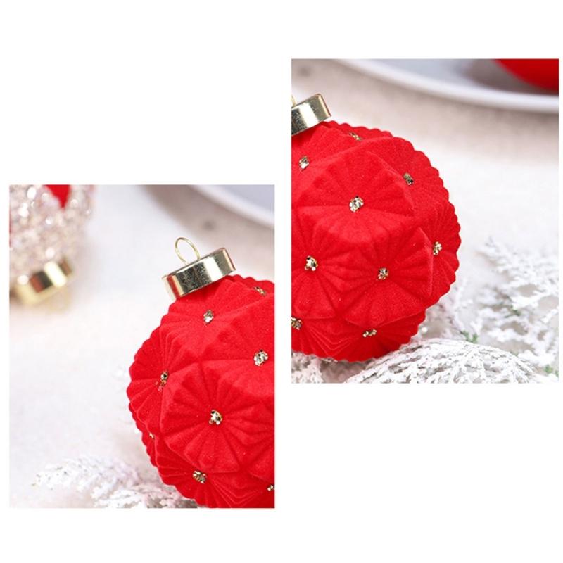 Holiday Tree Hanging Decorations Flocking Christmas Sphere Decorations Stylish Hanging Bauble for Yuletide Cheer