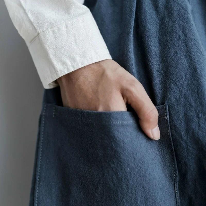 Cotton and Linen Sleeveless Apron Kitchen Cooking Cloth Adult Cute Pinafore Anti-fouling Aprons Kitchen Sarong