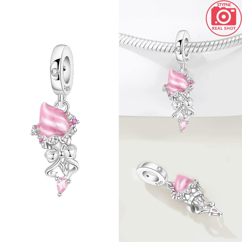 Authentic copper Flower Grape Cherry Fruit Pendant Purple Orchid Flower Bouquet Bead Compatible With Bracelets Women Jewellery Fine Gift Diy