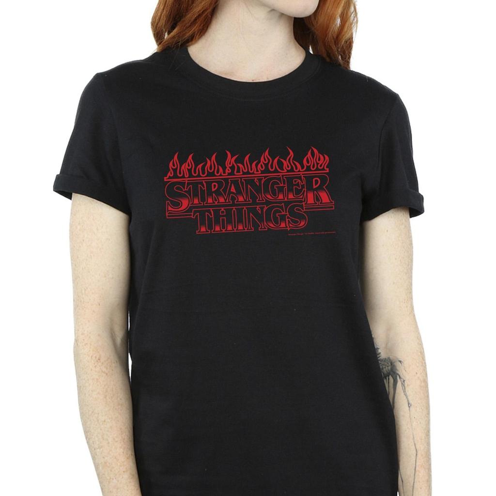 Netflix Womens/Ladies Stranger Things Flames Cotton Boyfriend T-Shirt