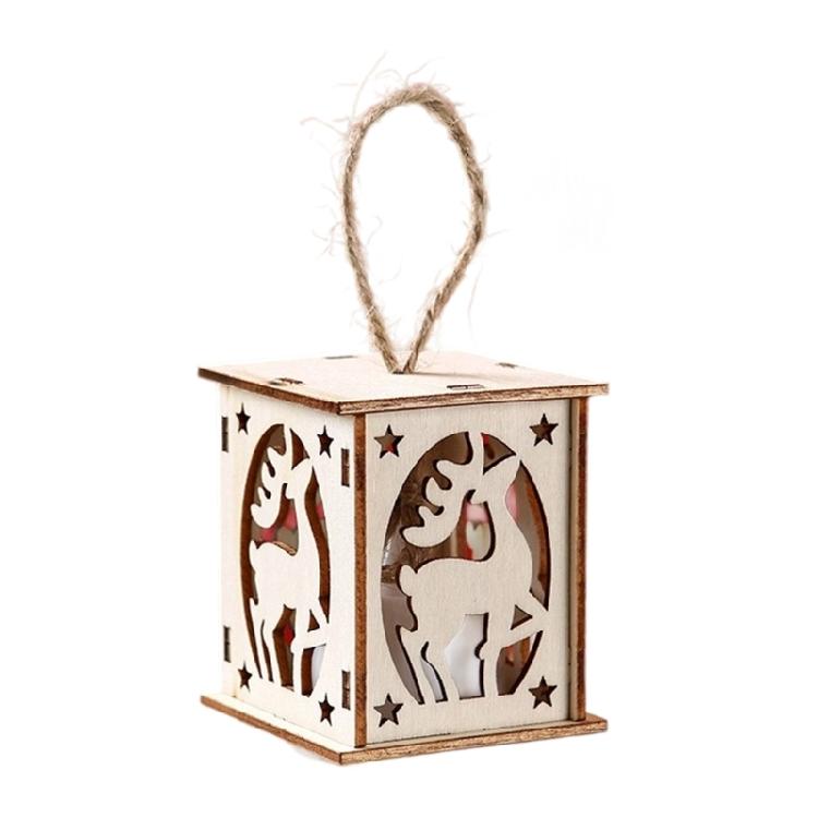 Деревянное Рождественское Подвесное Украшение С Ручной Резьбой Декоративное Светодиодное Освещение Прочное Праздничное Украшение