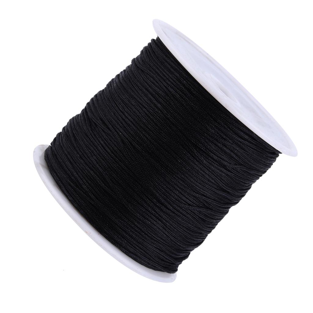 100 m x 0,8 mm Nylonschnur mit chinesischem Knoten, Rattail-Makramee-Shamballa-Faden, Schwarz