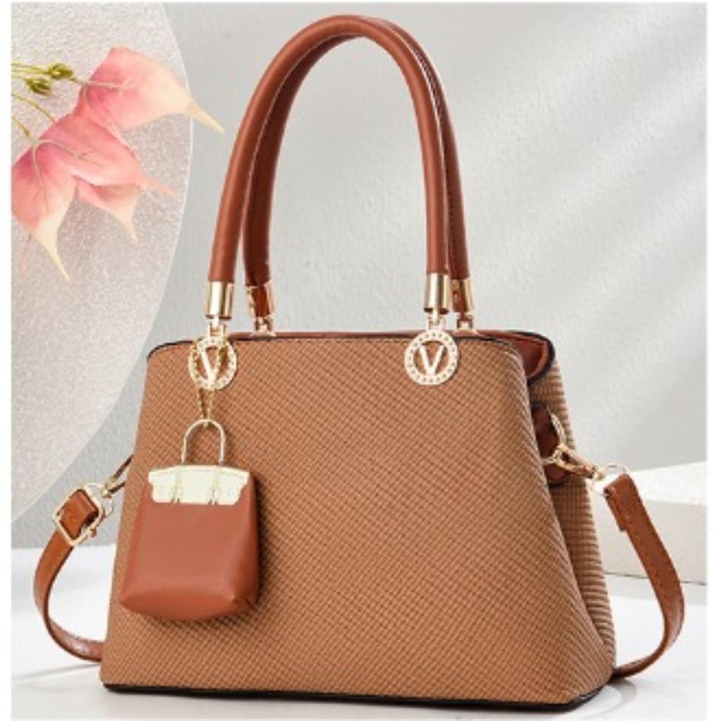 New Macaron Splicing Handbag High Appearance Level Simple Atmosphere Shoulder Bag with Large Capacity Crossbody Bag
