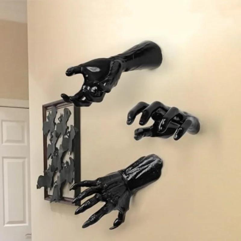 Halloween decorations, wall mounted creepy hands, life-size horror hands for gothic wall decoration to place candles