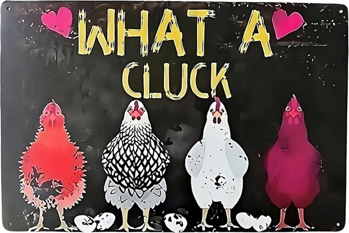 Vintage Metal Chicken Sign Farmhouse Wall Decor Rustic Galvanized Kitchen Art