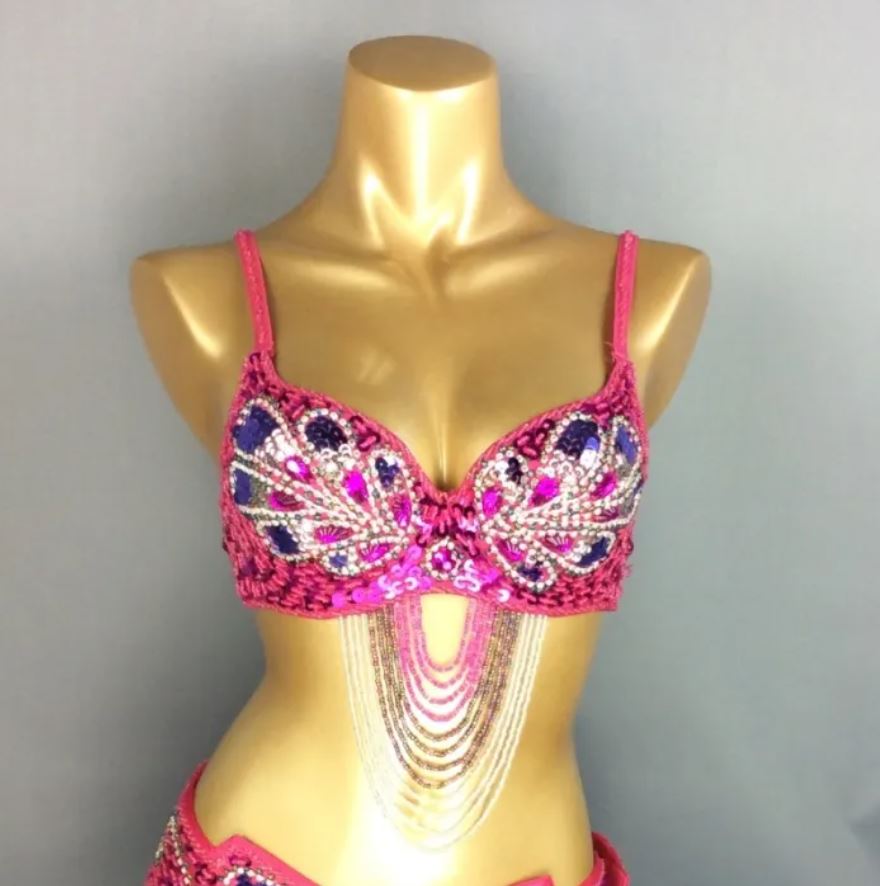Damen Perlen Pailletten Samba Karneval Bauchtanz BH Top für Halloween Tanz EDC Rave Mardi Gras Nachtparty Bühnenauftritt