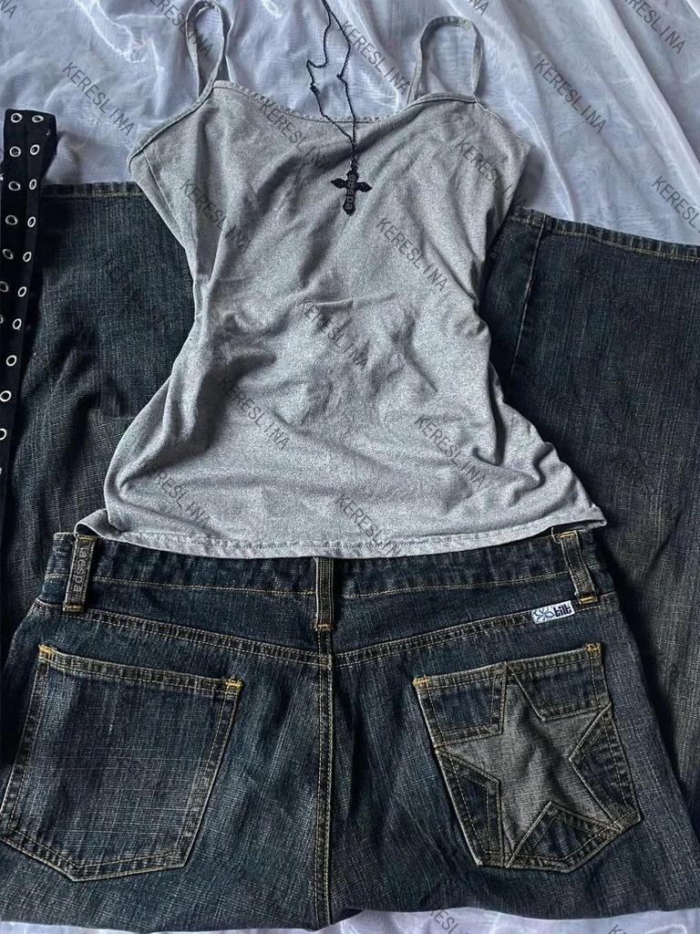 Grey Y2K Sexy Camisole - Korean & Euro-American Style Summer Fashion