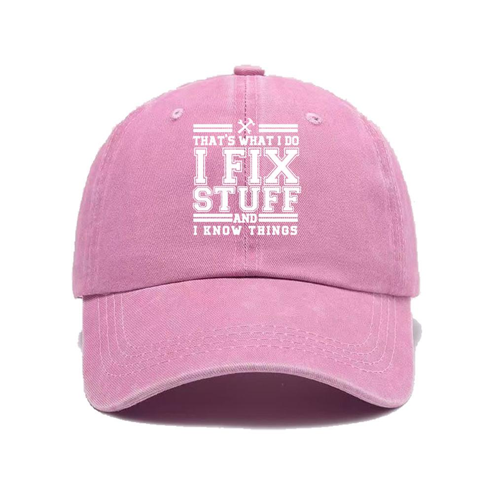 Fix Stuff Cotton Baseball Cap With Embroidered Print For Summer Outdoor Sunshade