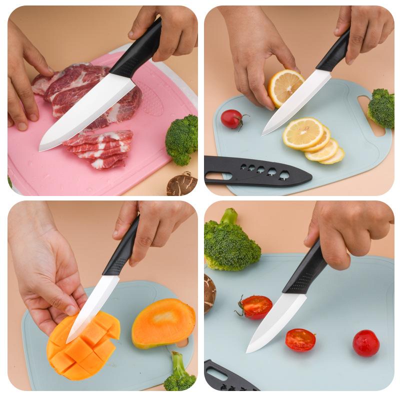 Ceramic Fruit Knife for Kitchen 3 4 5 6 Inch Chef Knife with Sheath Utility Slicing Cooking Tool for Vegetable Rustproof Zirconi