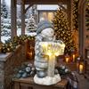 Christmas Decoration Snowman Figure, Illuminated Christmas Statue made of MGO with Welcome Sign, LEDs and Daily Timer