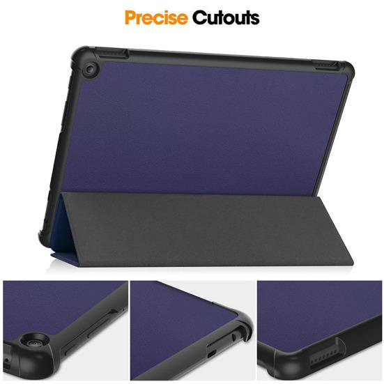 Étui de protection pour tablette pour Fire-HD 10 Pliable Slim Couleur unie Antichoc Faux cuir Couverture complète Veille