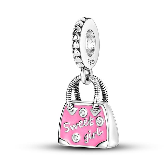 925 Silver Pave Heart & Angel Wings Přívěsek Přívěsek Fit Značka Korálky Náramek Náhrdelník Přívěsky Šperky