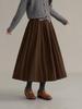 Ge Ming Retro High-Waisted Wool Pleated A-line Midi Skirt for Women - Winter Commute Style