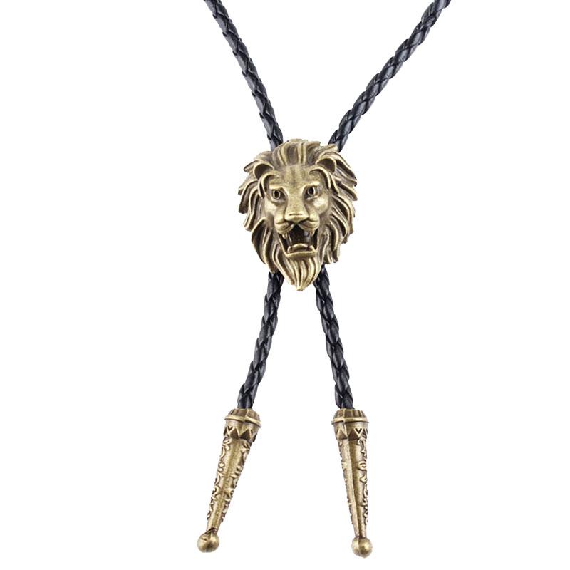 

Галстук из плетёной кожи с серебряной запонкой в виде волка