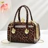 Neue Trendige Glänzende Lackleder Schultertasche, Stilvolle Und Personalisierte Leopardenmuster Diamantbesetztes Design Handtasche