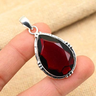 Red Garnet Gemstone Handmade 925 Sterling Silver Jewelry Amazing Pendant For Women
