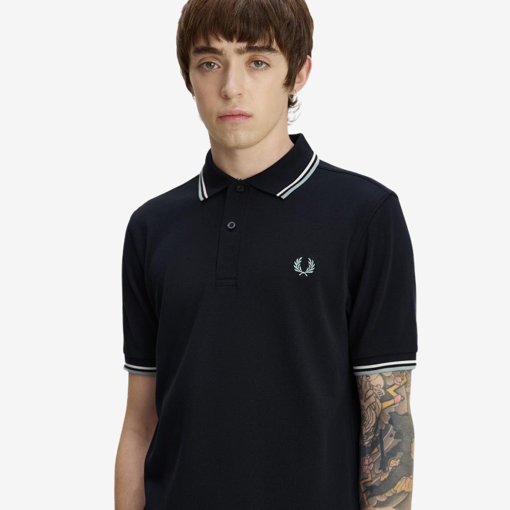 FRED PERRY [M3600] Twin Tip Fred Perry Shirt - Navy/Ecru/Silver Blue Afpm2G33600-74C