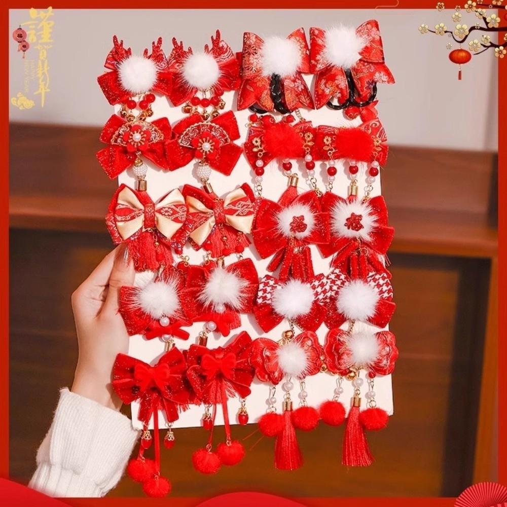 New Red Antique Chinese Style Hair Clip Tassel Traditional Retro Hanfu Accessories Children's Hair Clip Holiday Gift