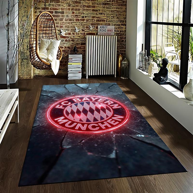 "FC Bayern München Logo Teppich mit Neon-Effekt Riss-Design" Geeignet für den Einsatz als Anti-Rutsch-Matte für Wohnzimmer Schlafzimmer Sofas