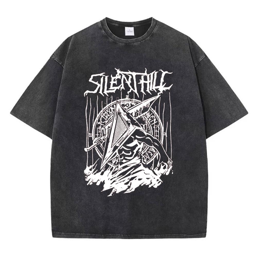 Hororová hra Silent Hill 2 Grafické tričko Pánské Dámské Gotické Vintage Prané tričko Ležérní Volná Trička s krátkým rukávem