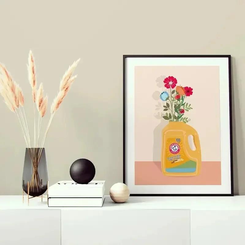 Colourful Modern Print Laundry Detergent Poster Nordic Pink Art Canvas Painting Toilet Laundry Room Decorative Unframed Wall Art