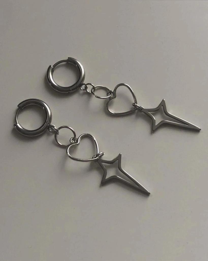 New Silver Needle Asymmetric Four-pointed Star Earrings for Women Super Fairy Stud Earring Simple Silver Color Jewelry