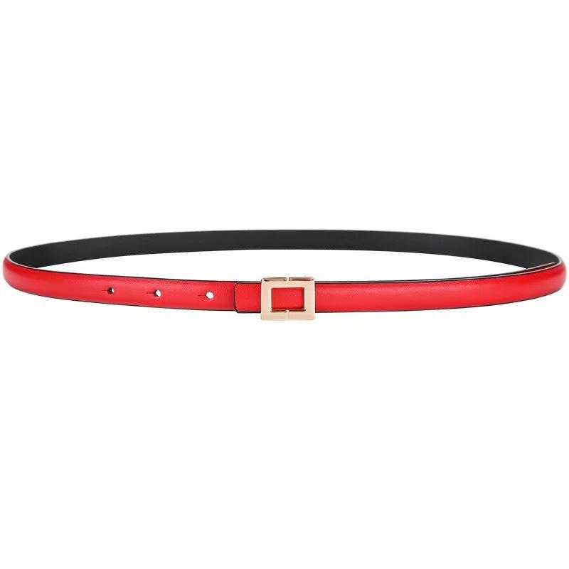 

Square buckle genuine leather thin belt skirt small waistband first layer cowhide women s thin belt 100cm красный