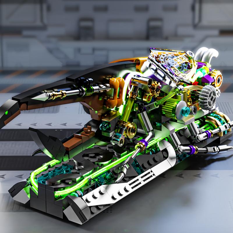 

862PCS Glowing Beetle Building Blocks Jointed Wings Movable Mechanical Insect Model Bricks Puzzle DIY Toys Gifts For Kids No Box