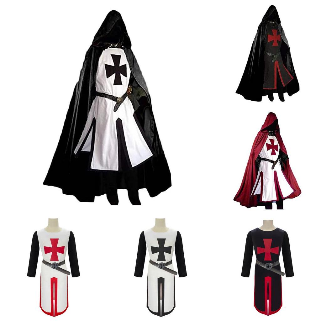 Knights Templar Costume For Stage Performance With Digital Print Cotton Blend For Adults