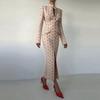 European and American women's clothing, new spring models, sexy and elegant single-breasted printed split-ended dress
