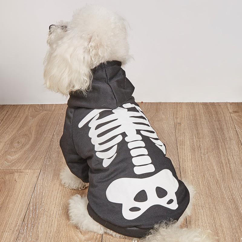 Halloween Dog Hoodie Small Breeds - Skull Pumpkin Design No-Hood Style Black S To XL