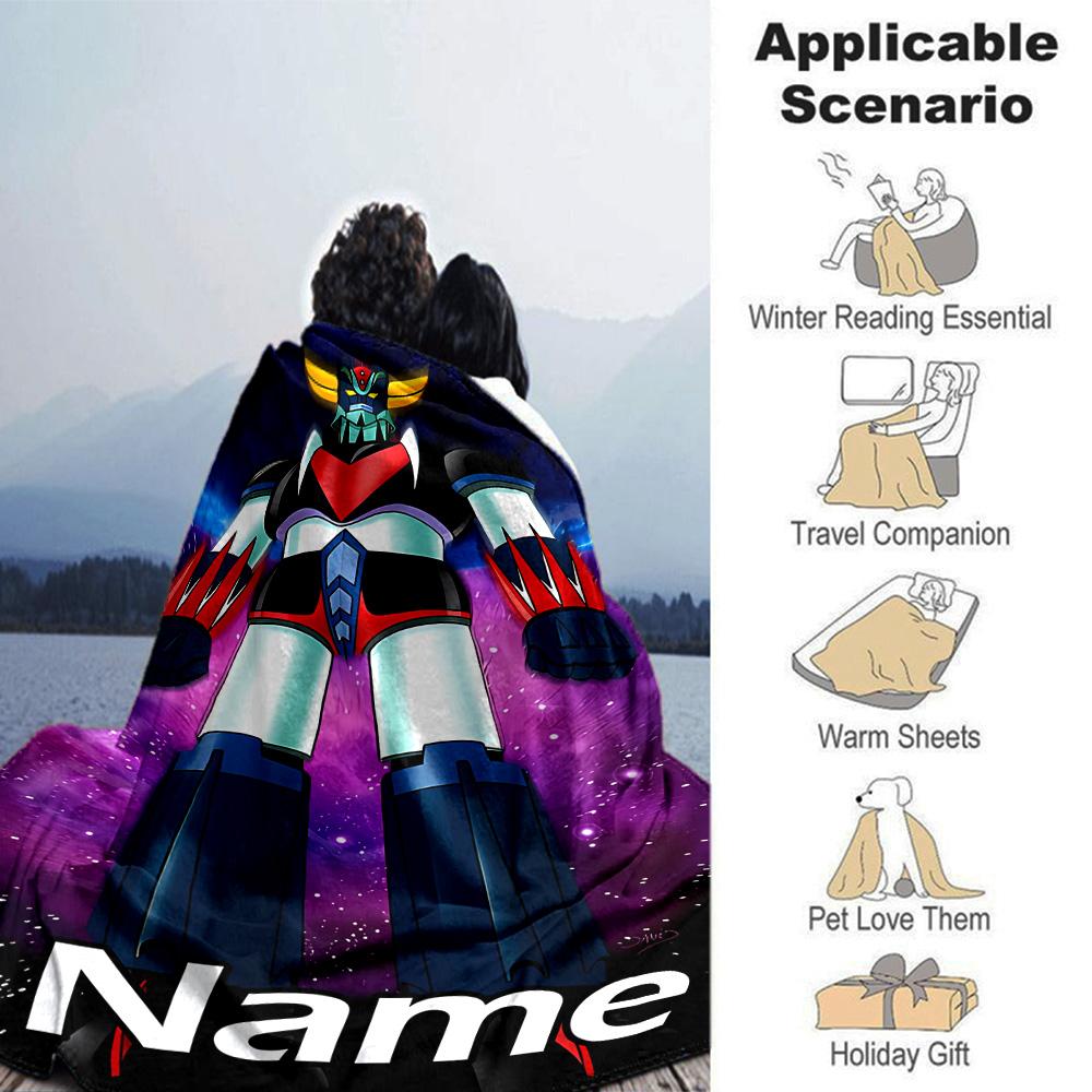 Customiz Name Personality UFO Robo Grendizer Blanket Soft &Warm Sofa Office Bed Travel Lunch Break Blanket, Gift Suitable All Seasons