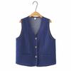 Gilet en jean à col en V pour femmes grande taille 2026: Gilet Amincissant et Polyvalent pour le Printemps/Automne