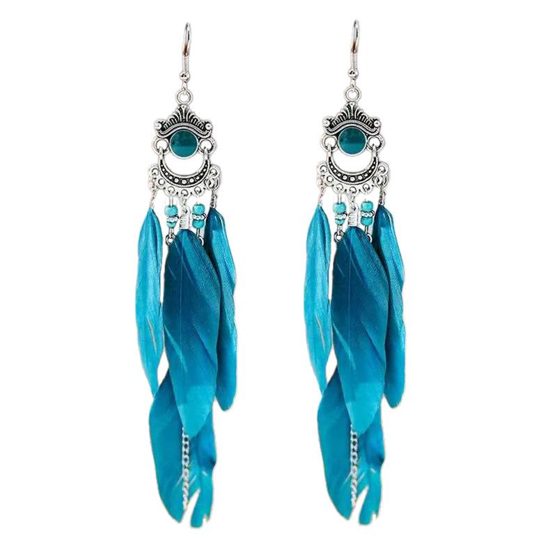 Bohemian Long Tassel Feather Earrings - Trendy Douyin-Inspired Design for Women
