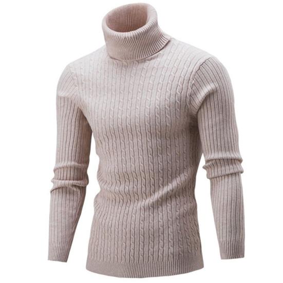 Sweater Solid Color Comfortable Acrylic Elastic Men Knitted Sweater for Daily Life