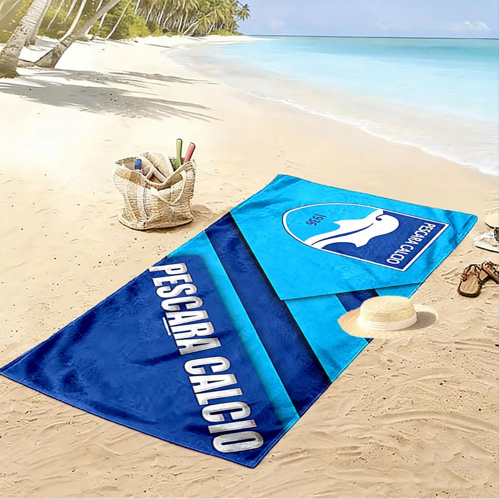 Giant Beach Towel with Pescara Calcio Italian Football Crest, Ultra Soft Quick Dry Microfiber, Fade Resistant, for Pool Beach Vacation