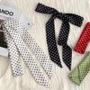 Long Black White Polka Dot Chokers Necklaces for Women Girls French Thin Soft Ribbon Neck Chain Party Formal Dress Accessories