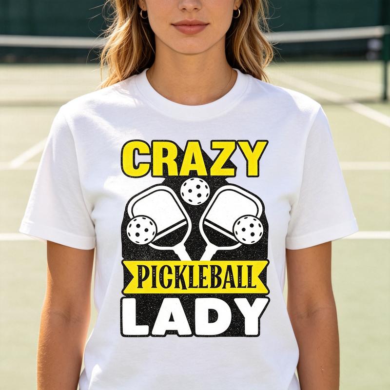 Crazy Pickleball Lady TShirt Funny Player Lover Gift Unisex Casual Cotton Tee Streetwear Sport Life Fun Unisex Short Sleeve Unisex
