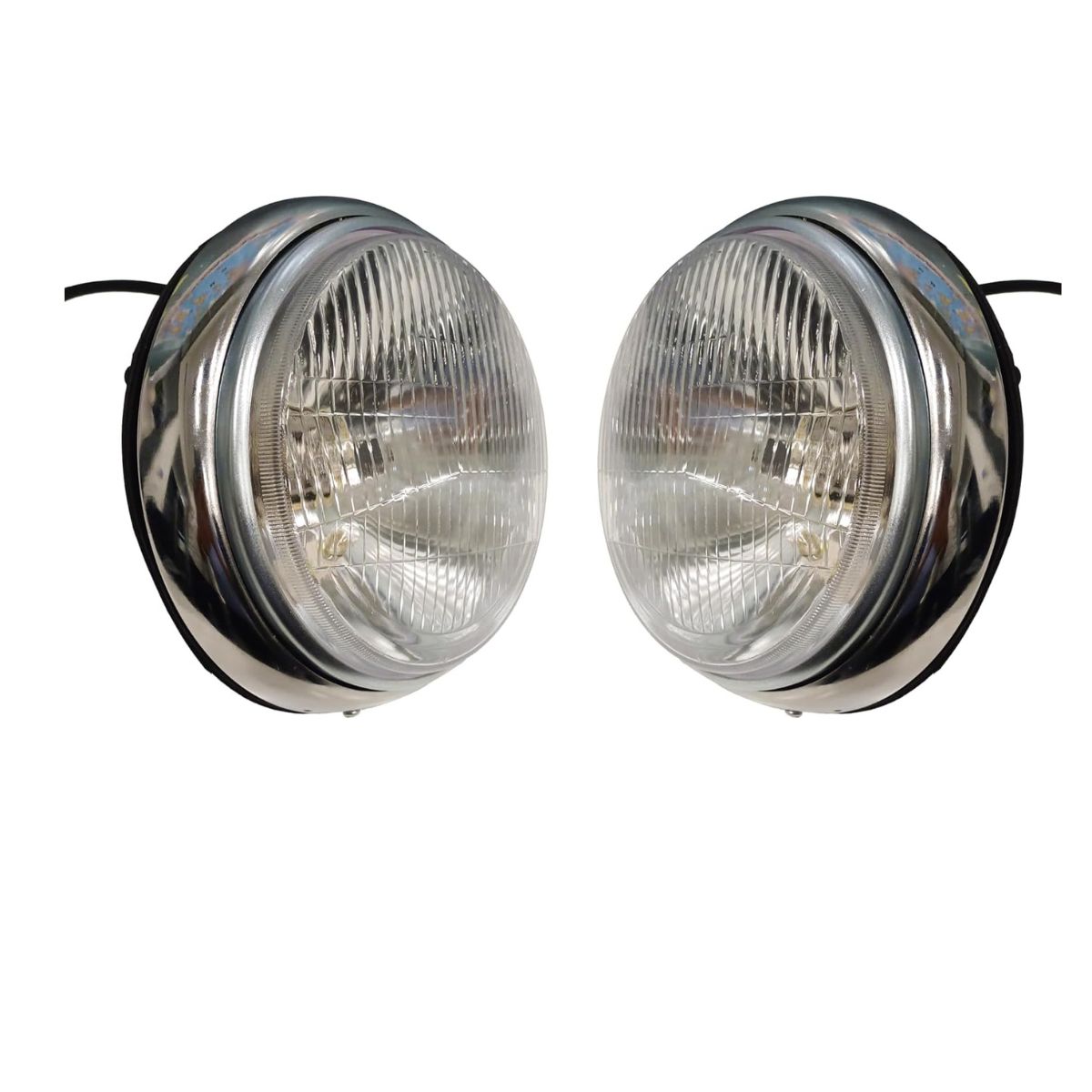 

7 Inch Headlamp Assembly Set with 12V Halogen Bulbs & Chrome-Plated Rings | Suitable for Car, Truck, Trailer Jaguar E-Type, MK1, MK2, Defender чистий