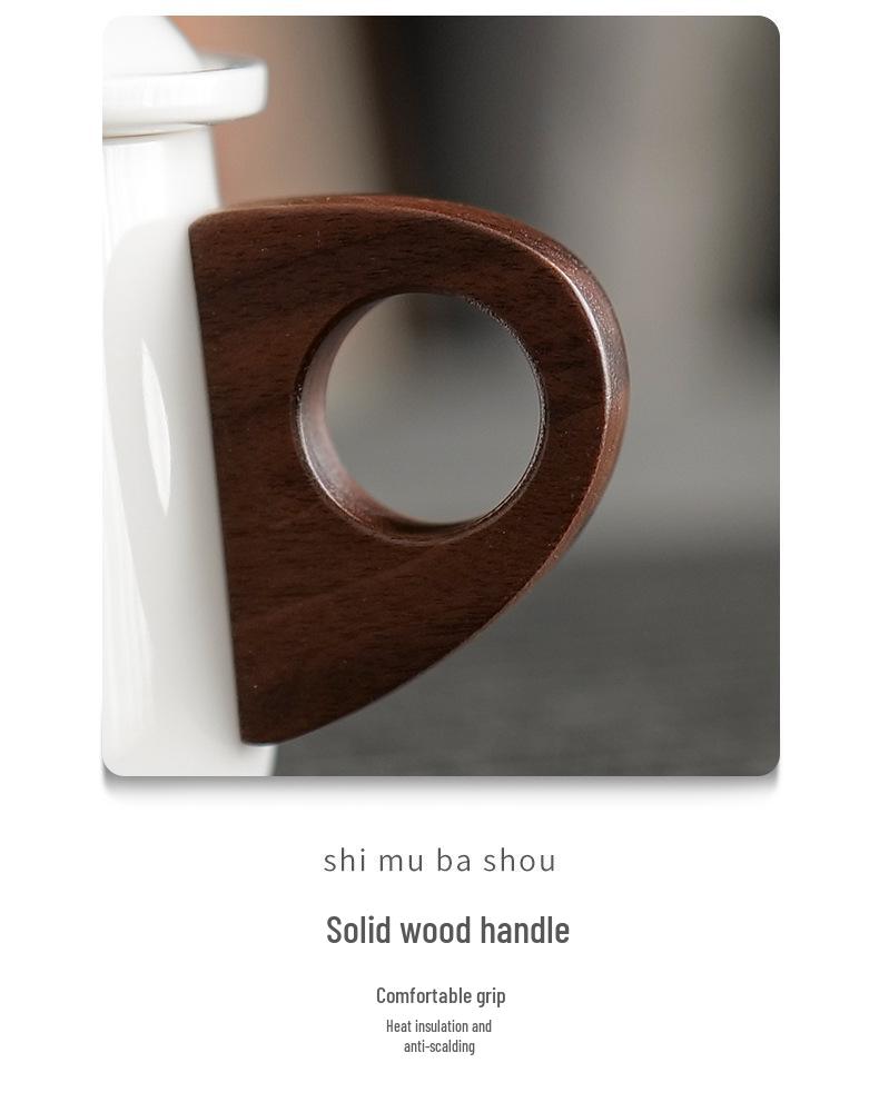 Dehua White Porcelain Tea & Coffee Mug with Lid - Ceramic Cup for Tea & Water Separation, Ideal for Office & Personal Use.